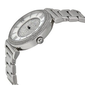 Michael Kors Caitlin MK3355 side angle view showing silver-tone bracelet and crystal bezel