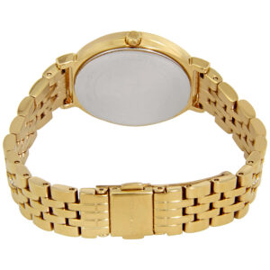 Michael Kors Cinthia watch caseback showing gold-tone stainless steel bracelet