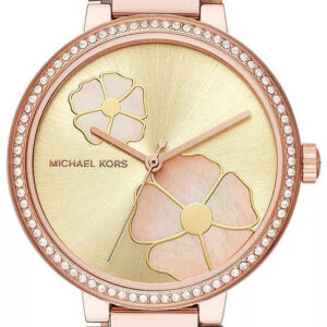 Michael Kors Courtney MK3836 rose-gold women's watch with champagne dial and floral design