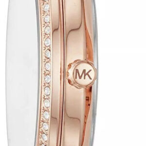 Michael Kors Courtney MK3836 side view showing rose-gold bracelet and crystal bezel