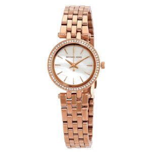 Michael Kors Darci white mother-of-pearl dial rose-gold women's watch with crystal bezel