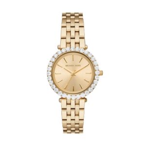 Michael Kors Darci gold-tone women's watch with pave crystal bezel and matching bracelet
