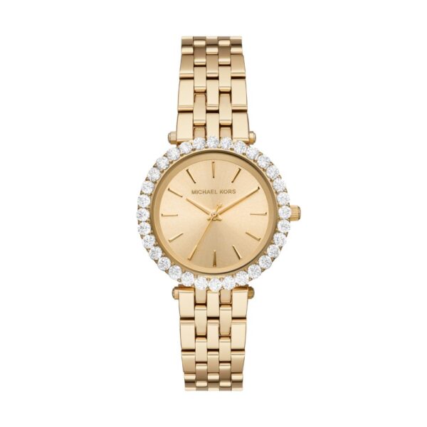 Michael Kors Darci gold-tone women's watch with pave crystal bezel and matching bracelet