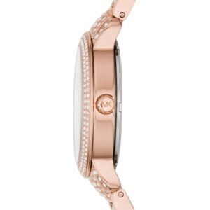 Michael Kors Darci Pave watch side profile showing rose gold case and crystal-pave bezel