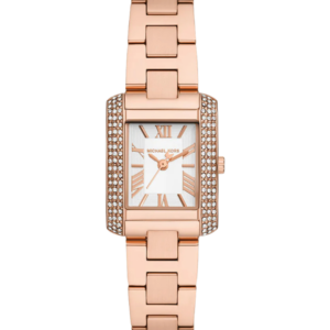 Michael Kors Emery MK7512 rose gold-tone three-hand watch with crystal-set case and white dial