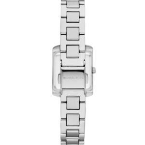 Michael Kors Emery MK7514 case back view showing silver-tone stainless steel bracelet and case
