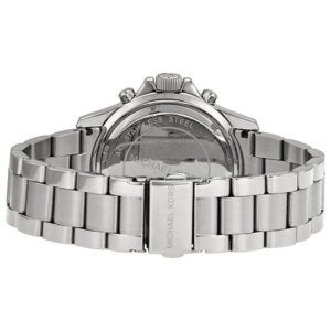 Michael Kors Everest watch caseback showing stainless steel with bracelet attachment