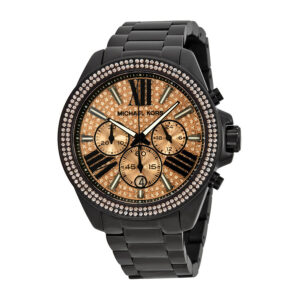Michael Kors Everest chronograph watch with rose dial and black ion-plated case