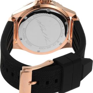Michael Kors Everest watch caseback showing engraved text and stainless steel backing