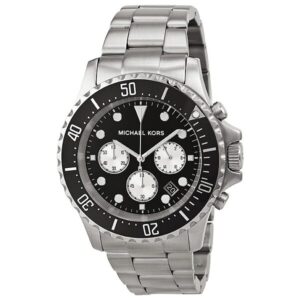Michael Kors Everest chronograph black dial with three white subdials and stainless steel bracelet