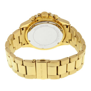 Case back view of Michael Kors Everest MK8267 watch showing gold-tone stainless steel back plate
