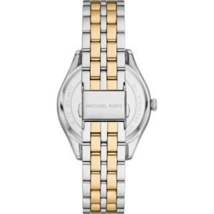 Michael Kors Harlowe MK4811 two-tone stainless steel bracelet and case back detail