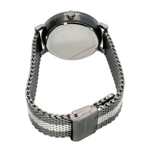 Michael Kors Irving grey watch MK8805 case back and mesh bracelet detail