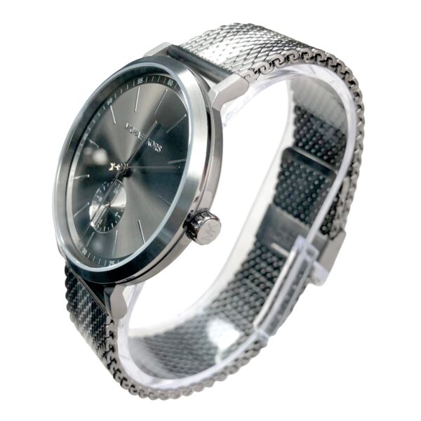 Michael Kors Irving grey watch MK8805 worn on wrist with mesh bracelet