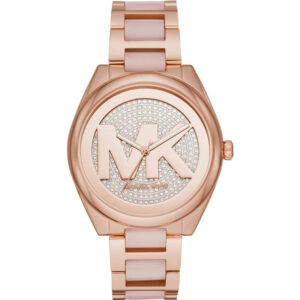 Michael Kors Janelle rose gold women's watch with crystal dial and matching bracelet