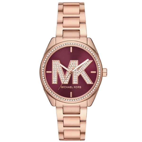 Michael Kors Janelle rose gold-tone watch with mulberry dial and crystal-set bezel