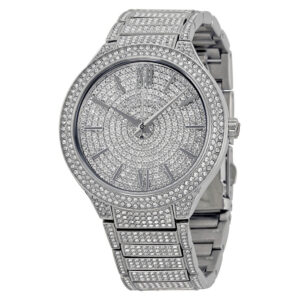 Michael Kors Kerry Crystal Pave silver stainless steel women's watch with pave dial and bracelet