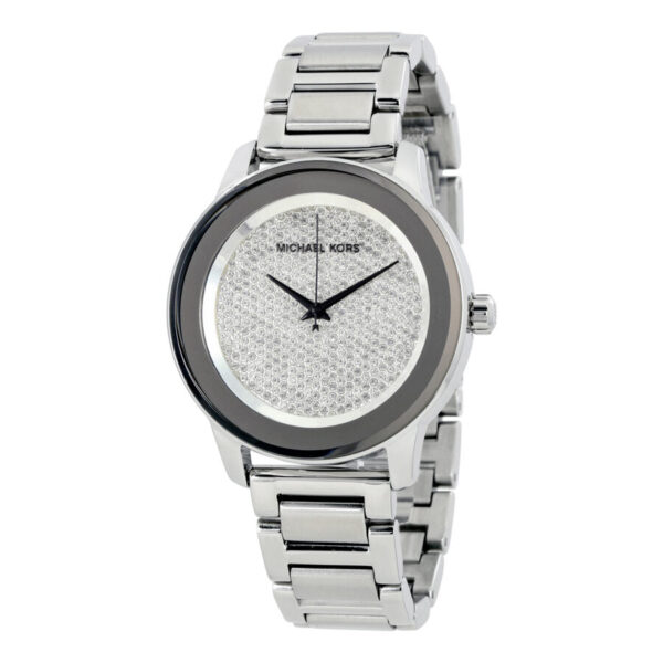 Michael Kors Kinley MK5996 silver-tone men's watch with diamond pave dial