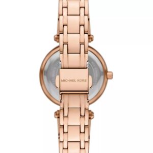 Michael Kors Laney MK4893 caseback view with rose gold link bracelet