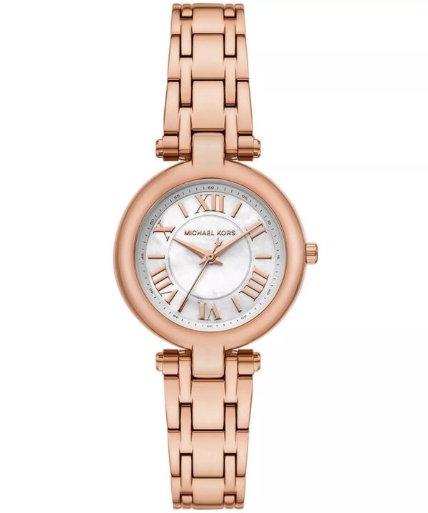Michael Kors Laney MK4893 rose gold women's watch with white dial and Roman numerals
