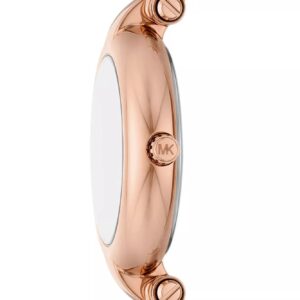 Michael Kors Laney MK4893 side profile showing rose gold case and bracelet