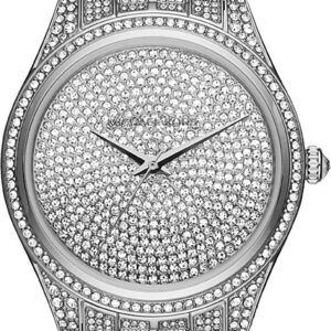 Michael Kors Lauryn Pave silver-tone women's watch with crystal-set dial and bracelet