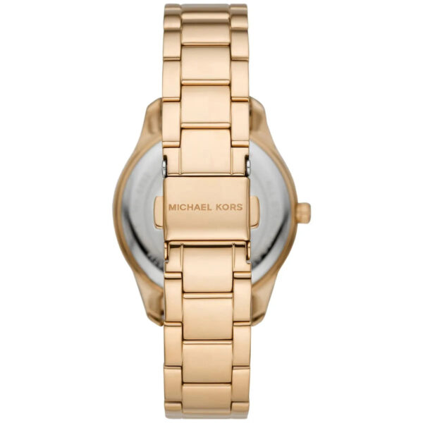 Michael Kors Layton watch caseback with gold-tone stainless steel bracelet