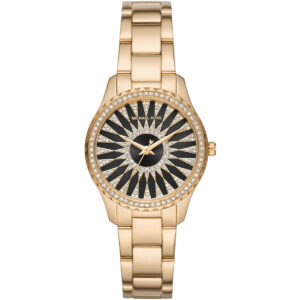 Michael Kors Layton gold-tone watch with black dial and crystal-set bezel