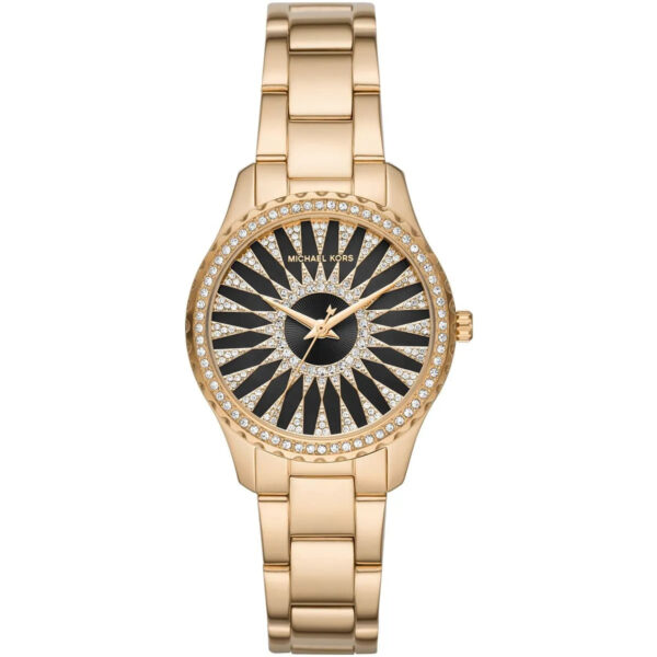 Michael Kors Layton gold-tone watch with black dial and crystal-set bezel