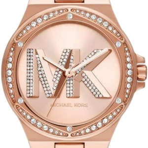 Michael Kors Lennox rose gold-tone watch with crystal-set bezel and dial, three-hand movement