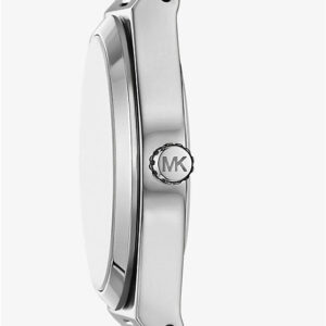 Michael Kors Lennox watch side profile showing silver-tone case and MK logo
