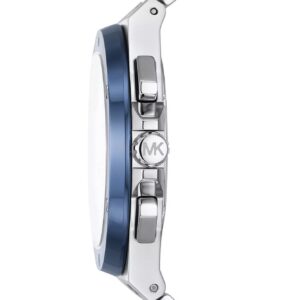 Michael Kors Lennox Chronograph side profile showing blue bezel and silver metal case