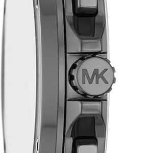 Side profile of Michael Kors Lennox chronograph watch showing case and bracelet