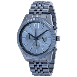 Michael Kors Lexington Chronograph blue men's watch with steel bracelet and chronograph subdials