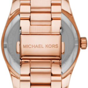 Michael Kors Lexington MK1088 caseback showing rose gold-tone stainless steel bracelet