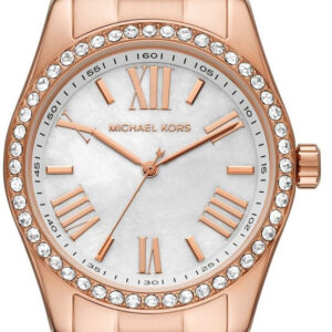 Michael Kors Lexington MK1088 rose gold-tone women's watch with white dial and crystal-set bezel