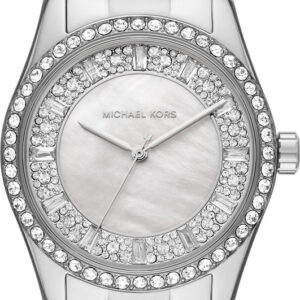 Michael Kors Lexington women's watch with silver-tone bracelet and crystal pavé bezel