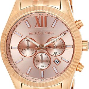Michael Kors Lexington MK8319 rose gold chronograph watch with mother-of-pearl dial