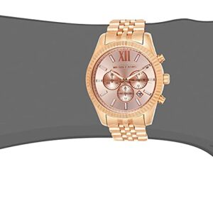 Michael Kors Lexington MK8319 rose gold chronograph watch worn on wrist