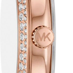 Michael Kors Mini Harlowe rose-gold watch shown in profile with crystal-set bezel detail