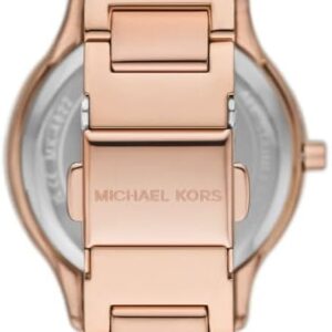 Michael Kors Mini Sage rose gold watch caseback and rose gold bracelet detail
