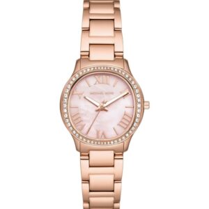 Michael Kors Mini Sage rose gold women's watch with pink mother-of-pearl dial and crystal-set bezel