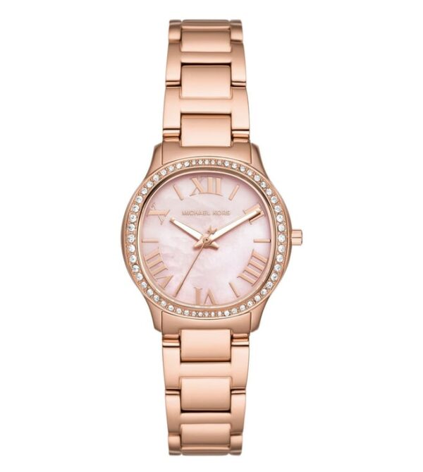 Michael Kors Mini Sage rose gold women's watch with pink mother-of-pearl dial and crystal-set bezel