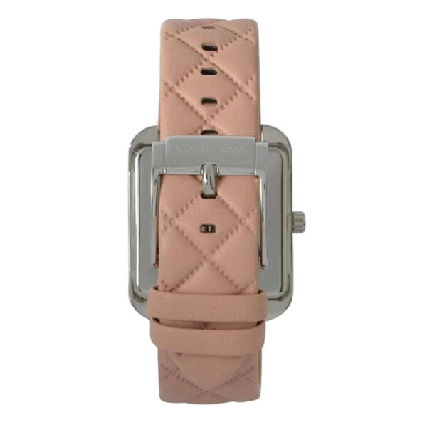 Michael Kors Drew pink quilted leather strap with stainless steel buckle clasp