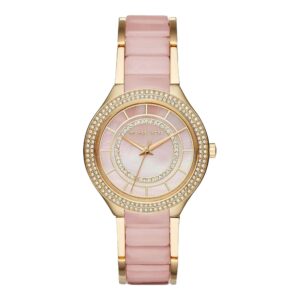 Michael Kors Kerry MK3508 women's watch with pink acetate strap and gold-tone case