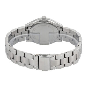 Back view of Michael Kors MK3514 watch showing stainless steel caseback and bracelet