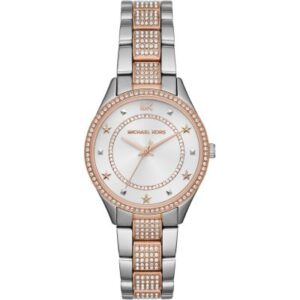 Michael Kors MK4388 watch with two-tone rose gold and silver stainless steel bracelet and crystal-set bezel