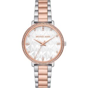 Michael Kors Pyper MK4667 two-tone watch with white dial and crystal bezel