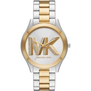 Michael Kors MK4735 Runway Slim watch with two-tone stainless steel bracelet and MK logo dial