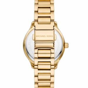 Back view of Michael Kors MK4805 watch showing gold-tone case back and bracelet